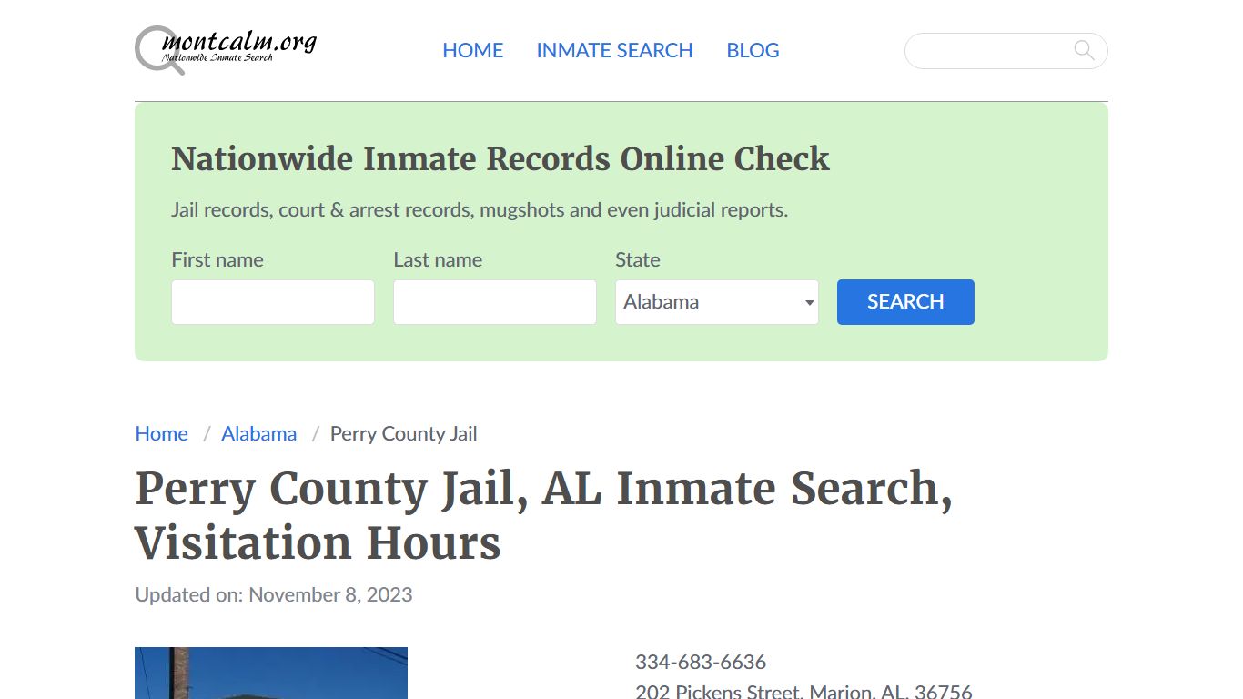 Perry County Jail, AL Inmate Search, Visitation Hours